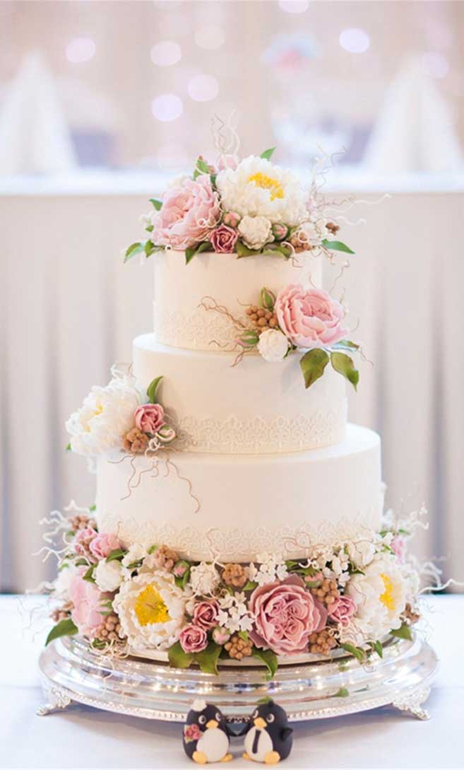 22 The most beautiful wedding cakes with floral -  wedding cake ideas #weddingcake #wedding #cakeideas wedding cake with flowers #cake