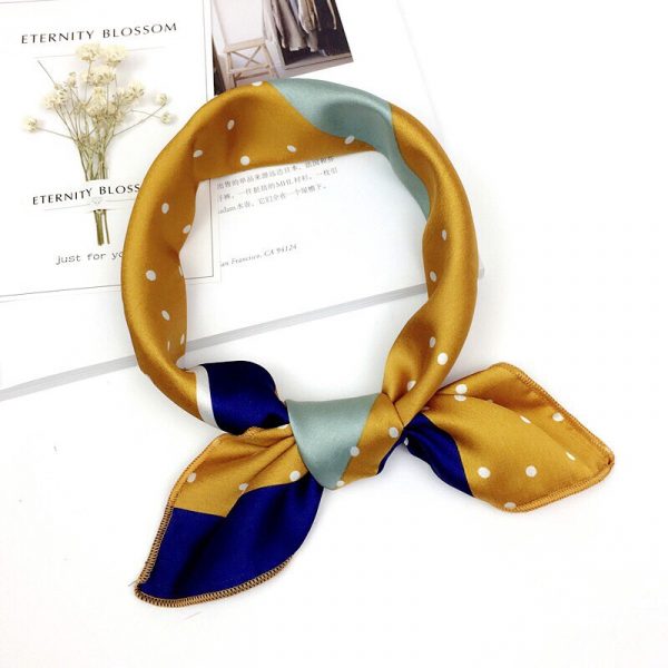 Yellow mustard and navy blue with mint accents hair scarf