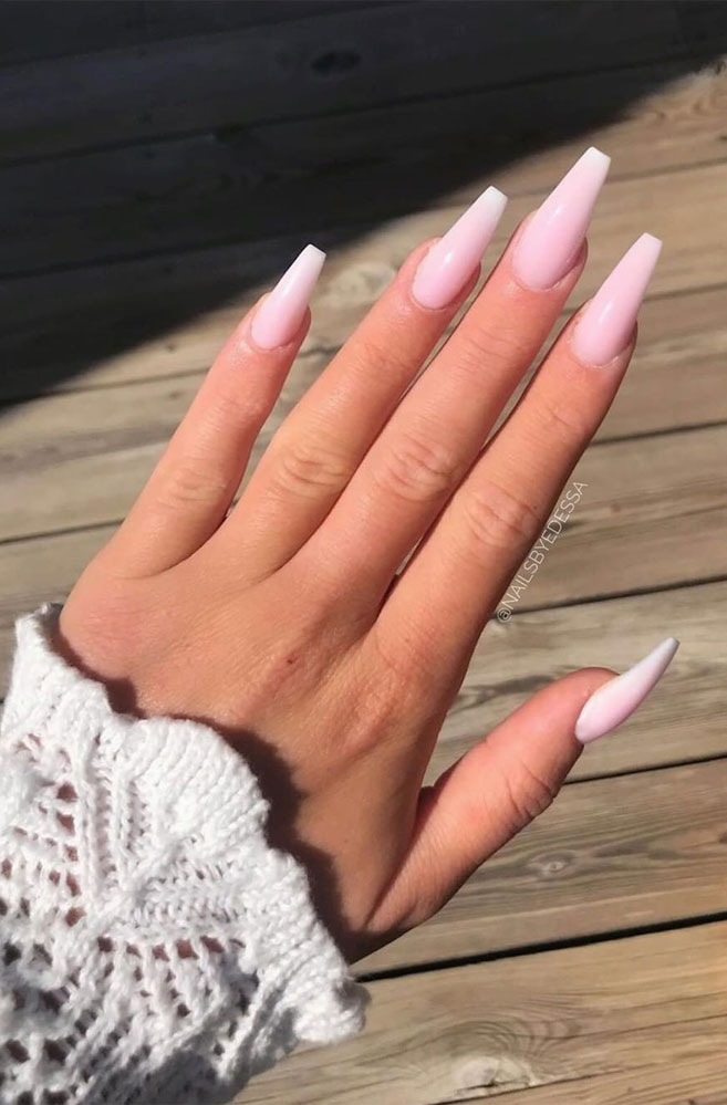 Light pink long nails for wedding , cotton candy pink nail designs