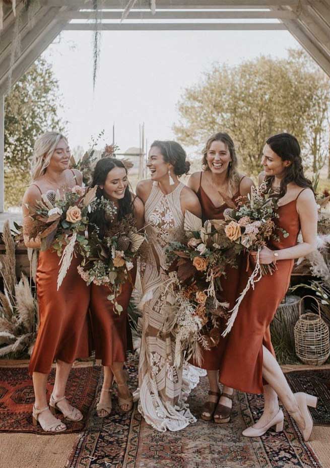 rust bridesmaid dresses , bridesmaid dresses, rust color dresses