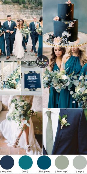 Navy Blue, Sage and Teal Wedding Color Combos