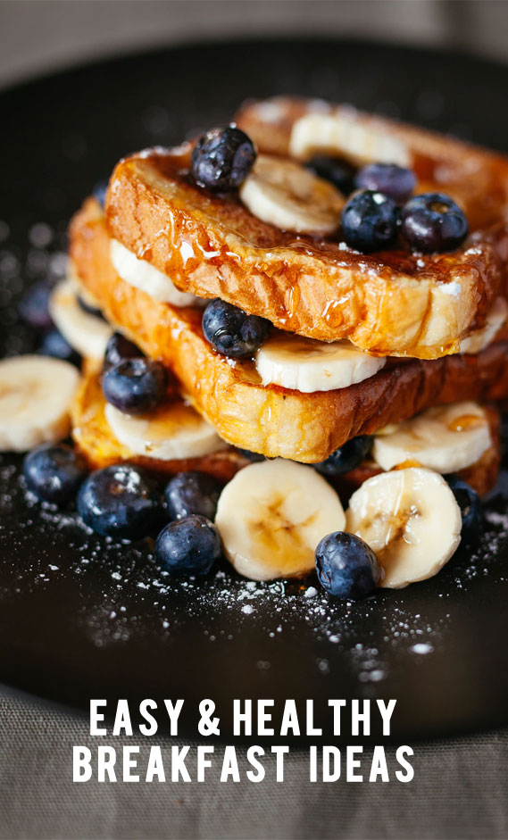 healthy breakfast, toast with blueberry and banana #healthybreakfast #breakfastideas