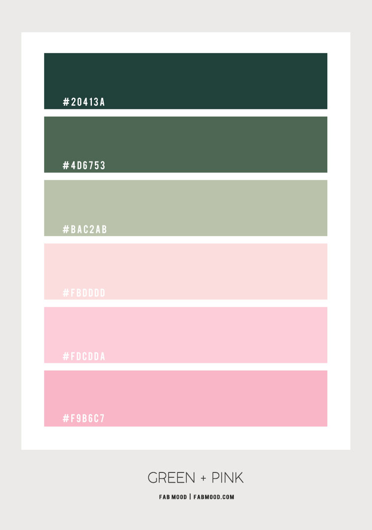 green and pink color scheme, green and pink color palette, blush and pink color scheme, pink color combo, color scheme