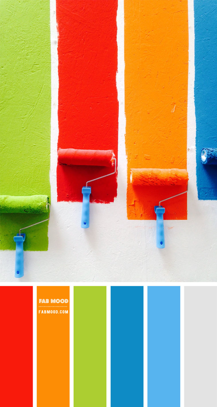 Summer Color Palette { Grey ,green , red, orange and clue color scheme }  – Color Palette #42