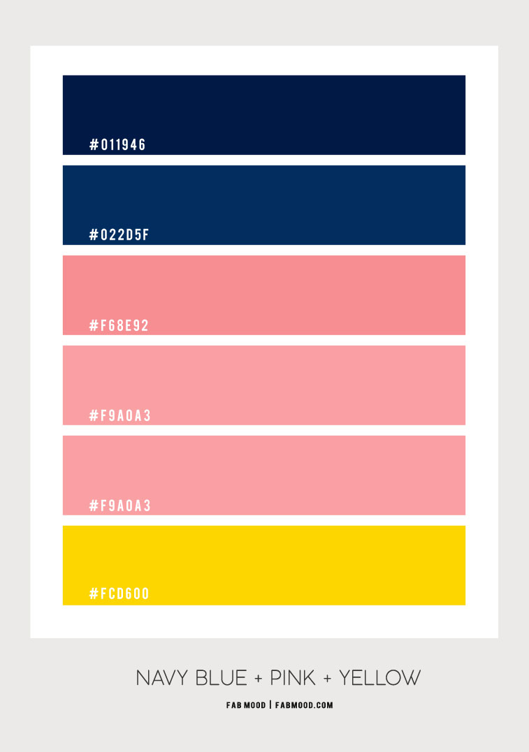 Navy Blue Pink And Yellow Color Scheme Color Palette 70 1 Fab Mood Wedding Colours Wedding Themes Wedding Colour Palettes