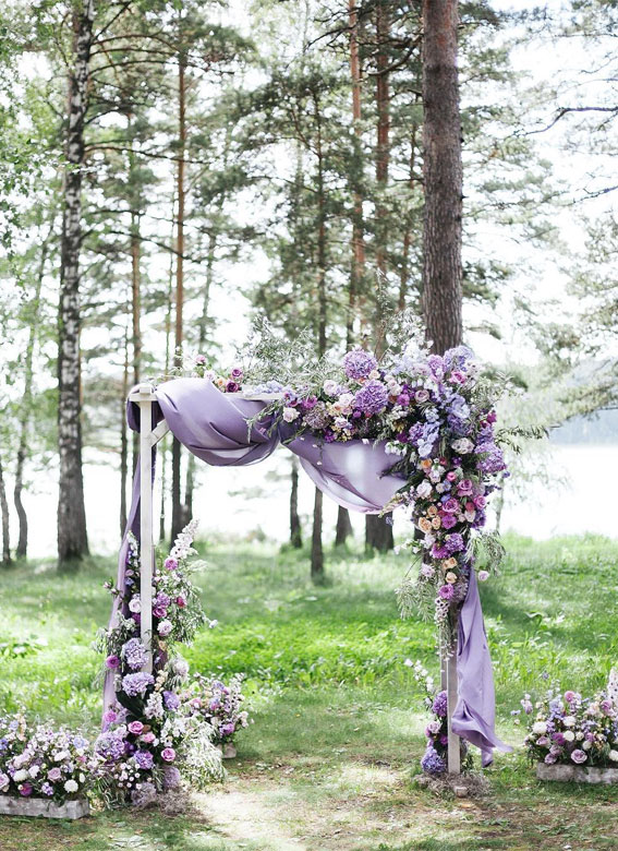 wedding arch decoration ideas, lavender wedding decoration ideas, wedding ceremony decorations
