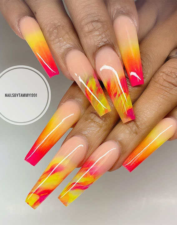 These Acrylic Nails Are Really Cute Fun Coffin Nails Summer Nails