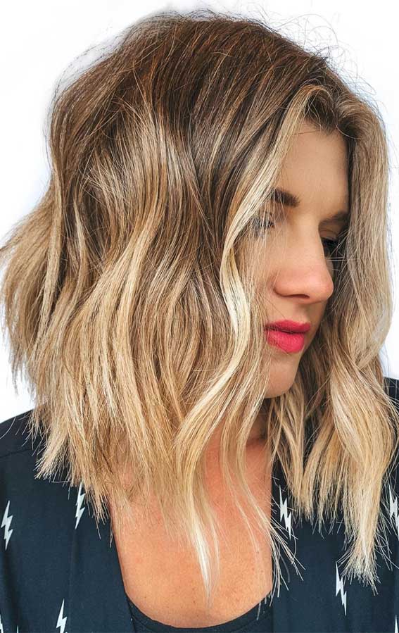 Low maintenance haircut, medium length low maintenance hairstyle, medium length haircut, low maintenance hairstyle, Dimensional blonde, lob haircut,