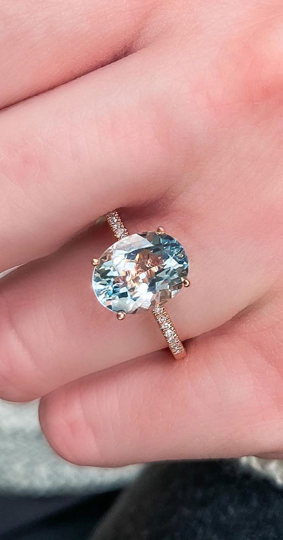 aquamarine oval cut engagement ring, oval engagement ring, solitaire engagement ring