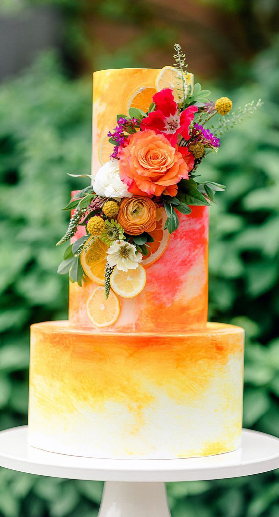 colorful wedding cake, citrus wedding cake, wedding cake, summer wedding cake