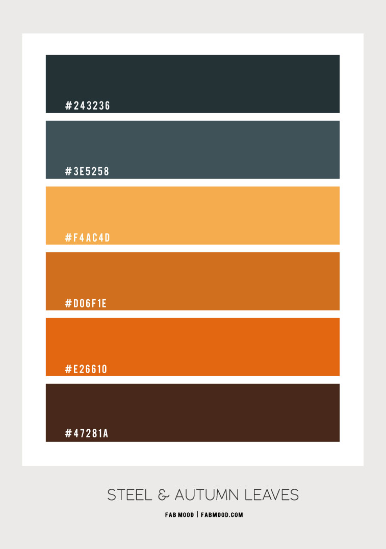 Steel and Autumn Leaf Colour Scheme – #Colour Palette 117 1 - Fab Mood