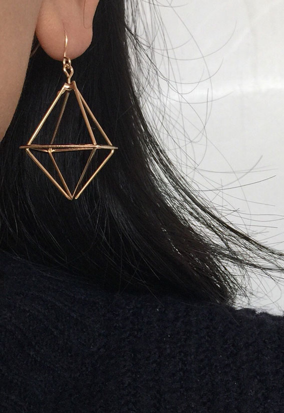 geometric earrings, gold geometric earrings
