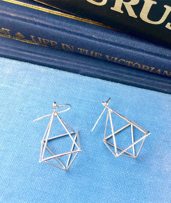 geometric earrings, silver geometric earrings