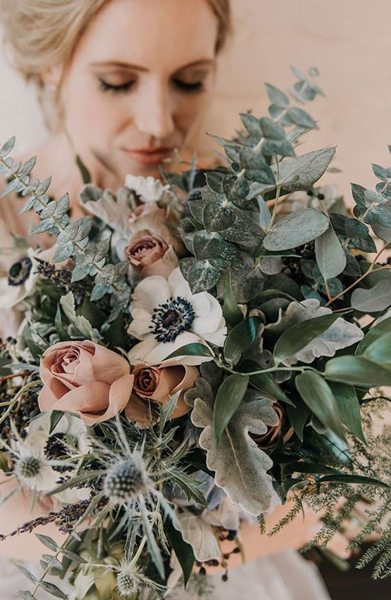 sage wedding bouquet, sage and peach wedding bouquet, wedding bouquet ideas 2021