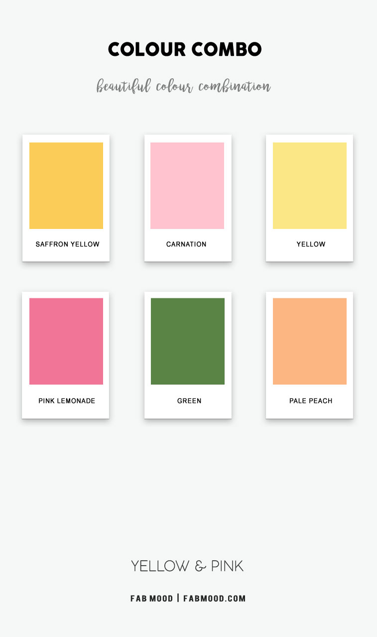 yellow and pink color combination, yellow and peach, yellow color combo, what to shade yellow with, color shading, shades of yellow names