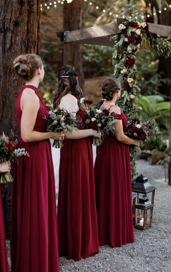 burgundy bridesmaid dresses, wine bridesmaid dresses, deep red bridesmaid