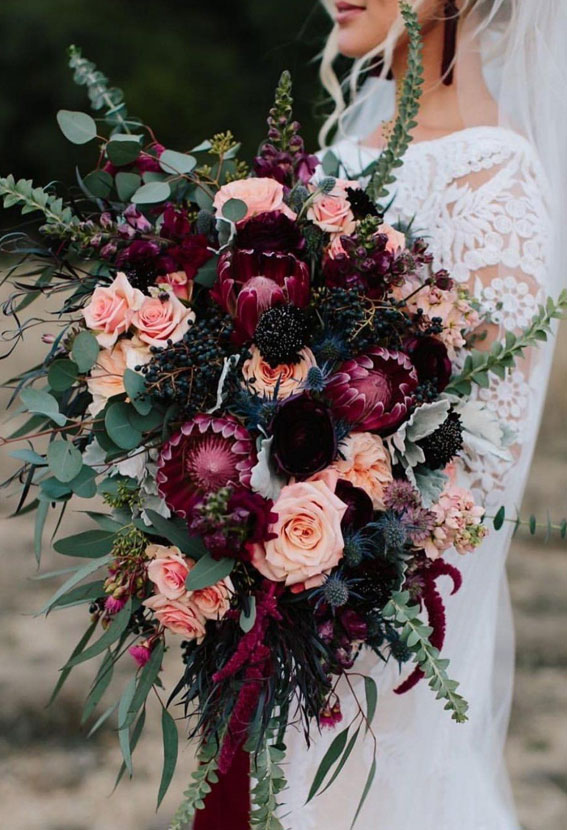 burgundy wedding flowers, fall wedding bouquet, fall bridal bouquet, deep red wedding bouquet, autumn wedding bouquet