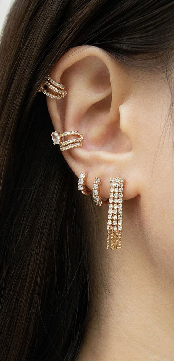 gold hoops earrings amazon for second piercing｜TikTok Search