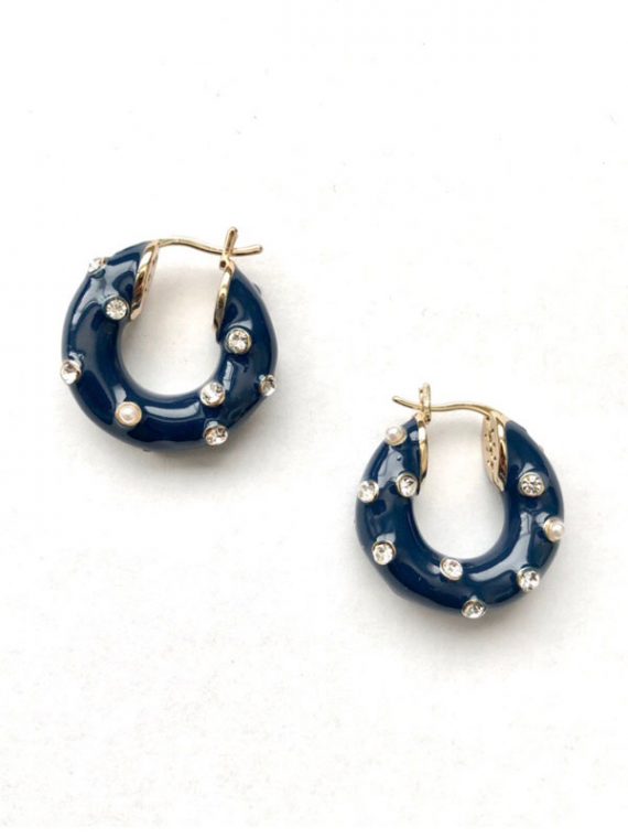 14k gold plated dark blue hoop earrings - Fab Mood | Wedding Colours ...