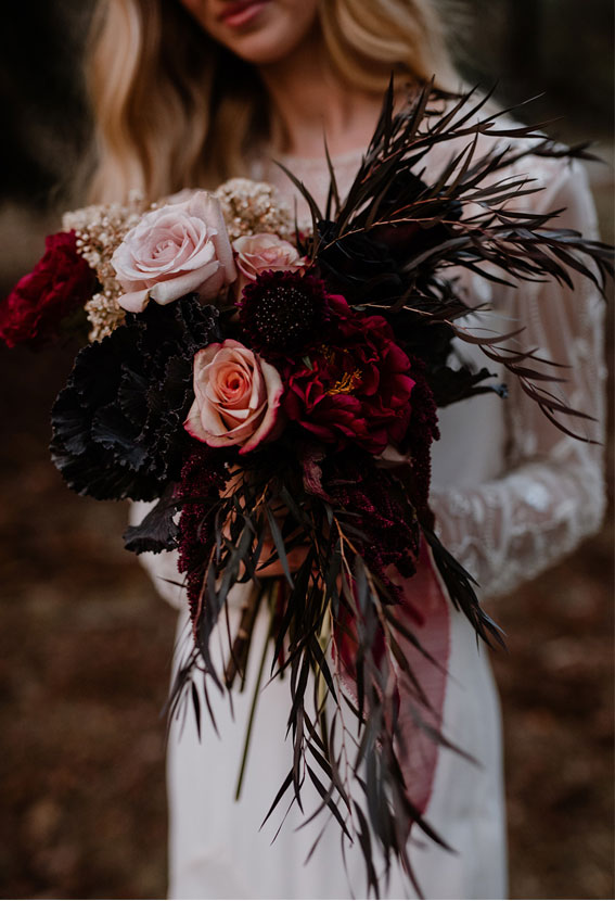 burgundy wedding flowers, fall wedding bouquet, fall bridal bouquet, deep red wedding bouquet, autumn wedding bouquet