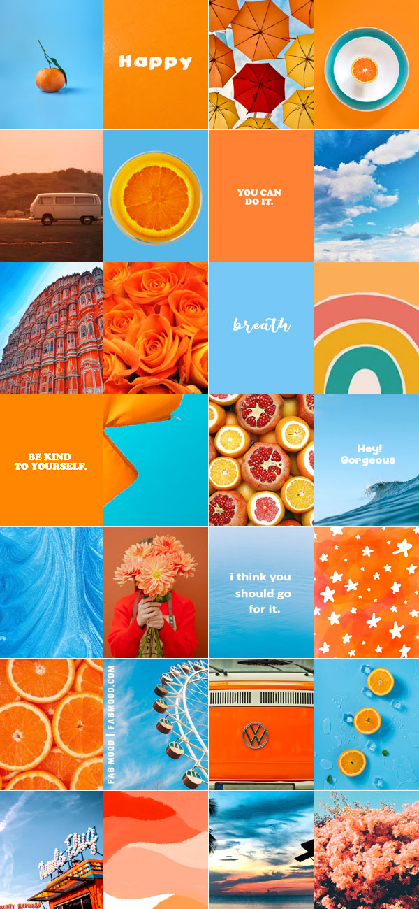 Blue and Orange Wall Collage Idea