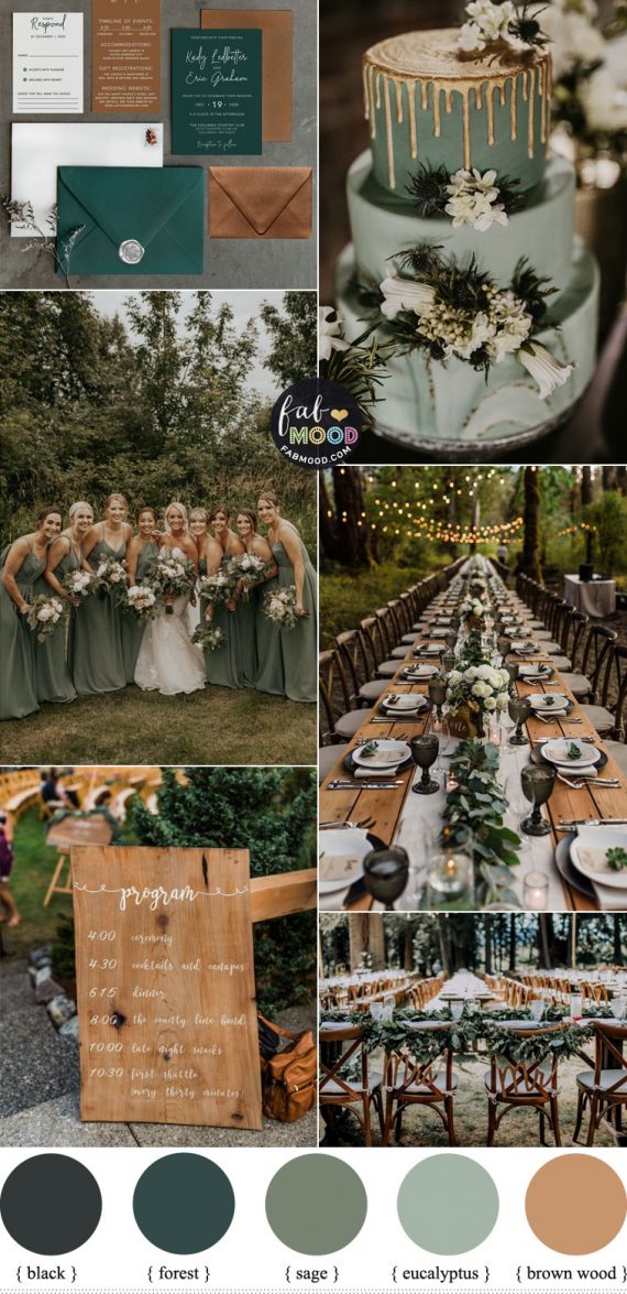 Sage Green Wedding Colour Theme with Black and White