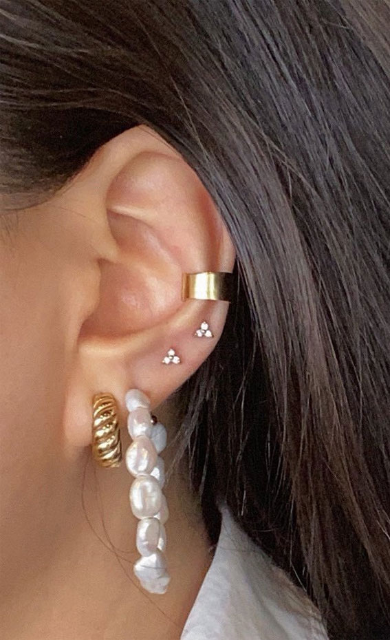 Pearl hoop is having the ear party : Best Curated Ear Piercing trend 2021