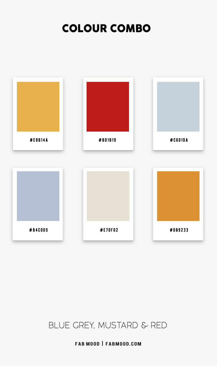 color hex, blue grey mustard and red color palette, soft autumn color palette, mustard and red, mustard and red color scheme , blue grey and mustard color combo #colorpalette #fallcolorpalette