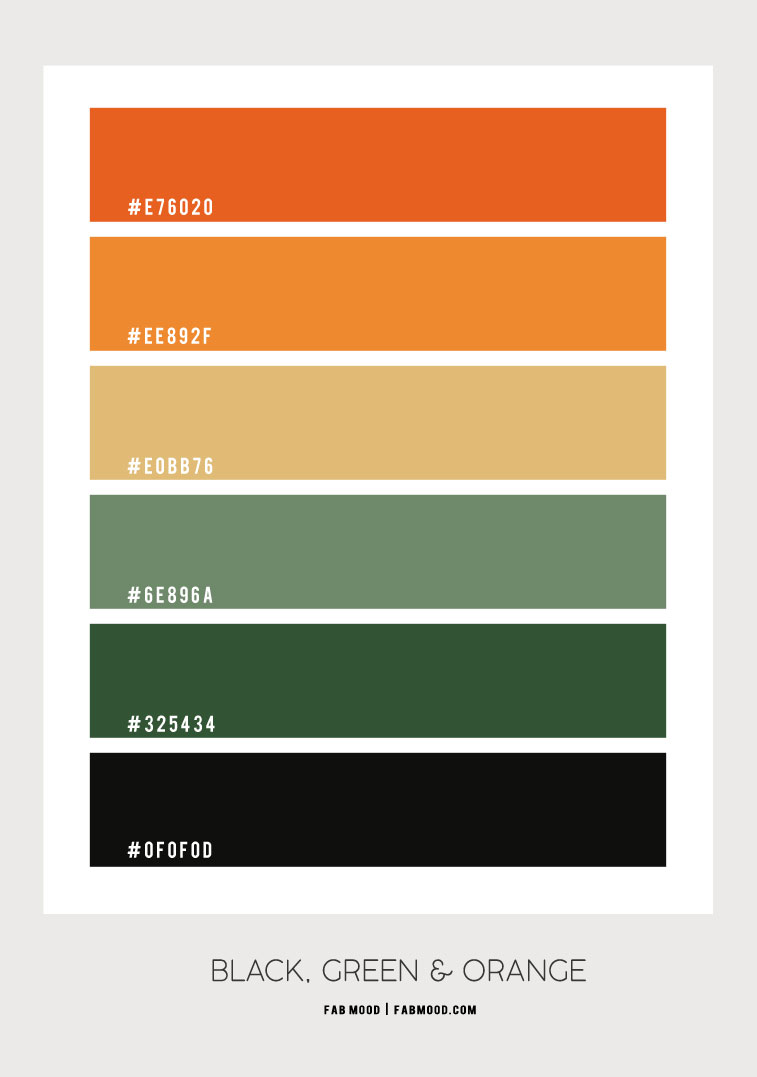 color hex, green and orange papaya, green and burnt orange, green and terracotta color scheme, autumn color palette #colorpaltte #colorscheme