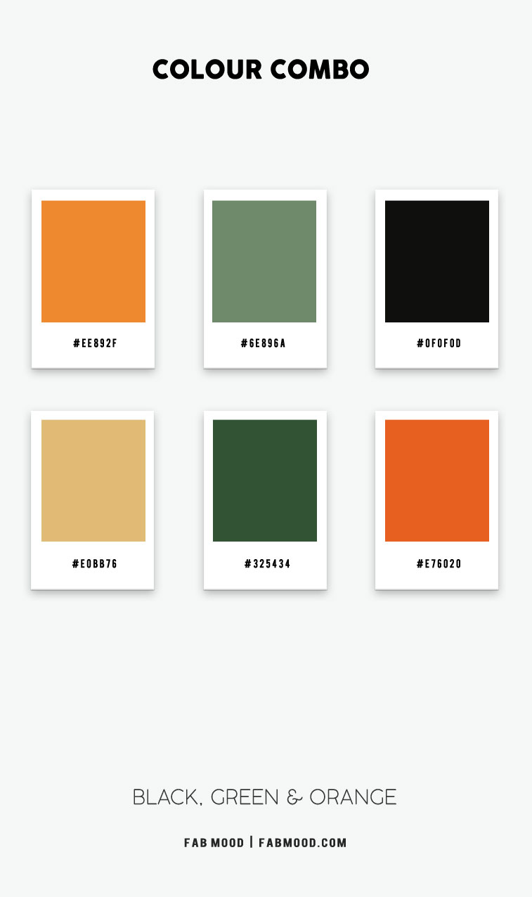 color hex, green and orange papaya, green and burnt orange, green and terracotta color scheme, autumn color palette #colorpaltte #colorscheme