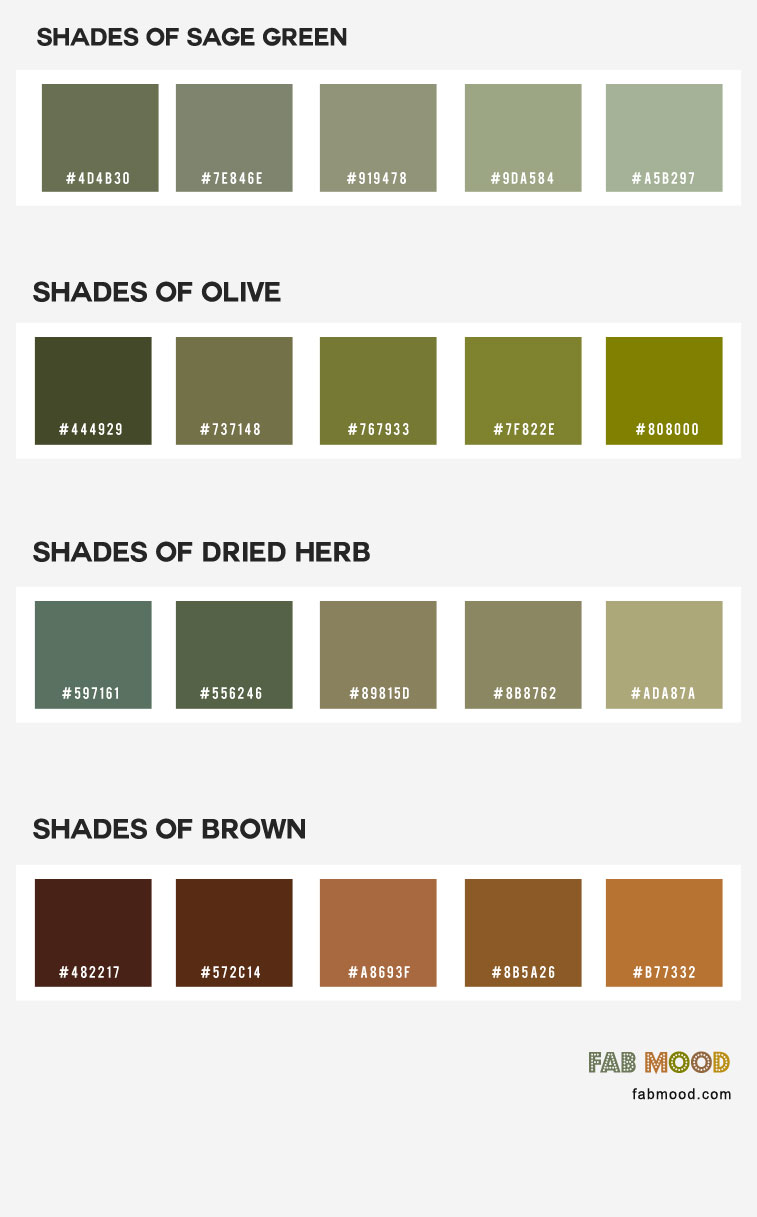 olive color, sage color, earth tone color palette, earth tone color names