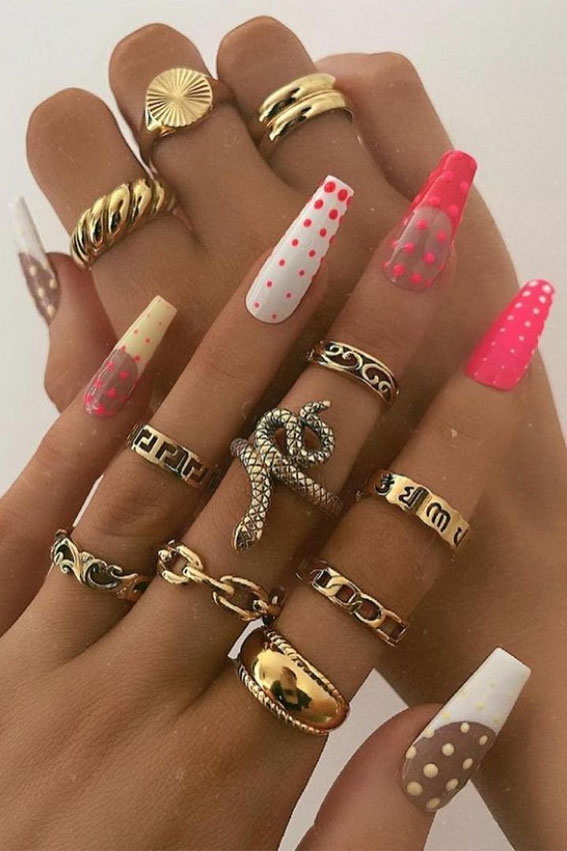 48 Most Beautiful Nail Designs to Inspire You – Gold polka dot nails