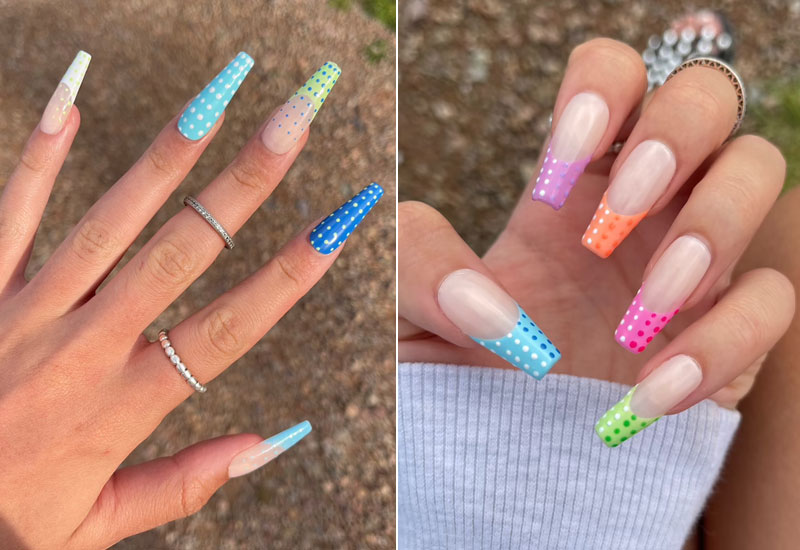 kylie jenner nails, polka dot nails, kylie jenner inspired nails, polka dot nails 2021, polka dot nails designs, polka dot nail tips