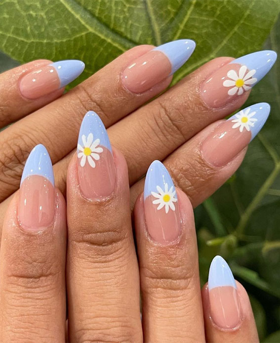 blue tip nails, almond shape nails, summer nails 2021 , summer nail trends 2021, 2021 nail colors by month, nails 2021 summer, summer nail ideas 2021, summer nails 2021 acrylic, nail colours summer 2021 uk, cute summer nails 2021, short summer nails 2021, bright summer nails 2021