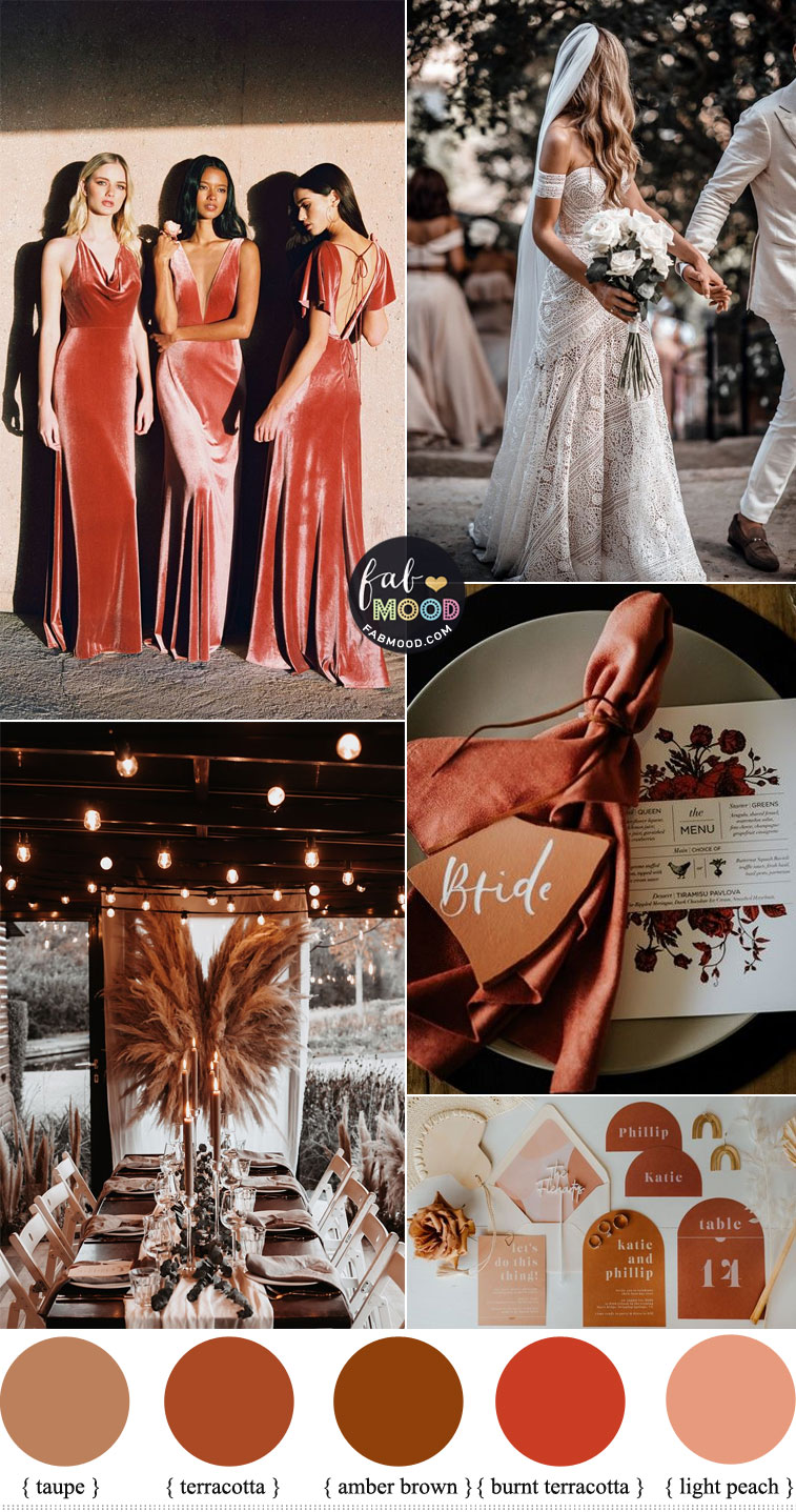 terracotta wedding, autumn wedding, terracotta wedding color scheme, terracotta wedding color theme