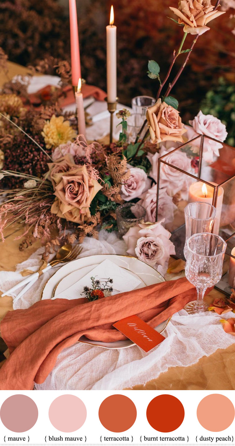 mauve and terracotta wedding, mauve and terracotta , mauve peach and terracotta color combos