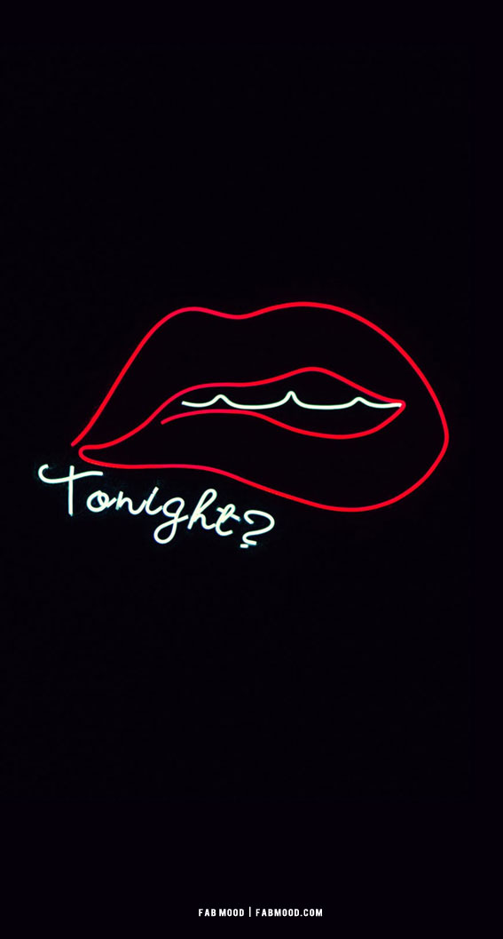 19 Lockscreen Aesthetic Ideas — Red Lips Neon Sign Lock Screen