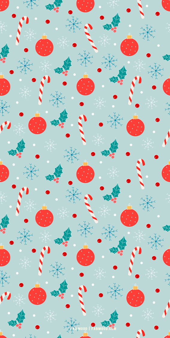 12 Aesthetic Christmas Wallpapers : Bauble, Candy Cane and Christmas Holly