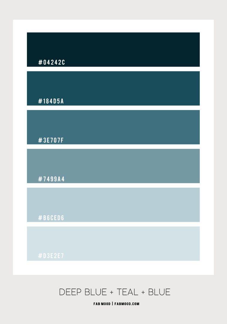deep ocean blue and teal, winter color combo, shades of blue teal color scheme