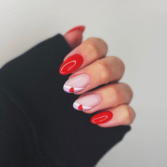 red valentines day nails, red nails, valentines day nails 2022