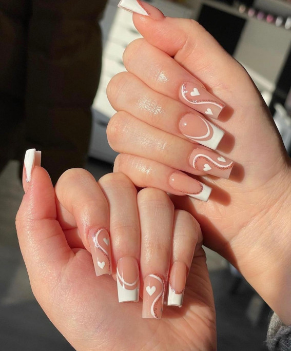 100 Best Valentine’s Day Nails : Acrylic Nude French Tip Nails