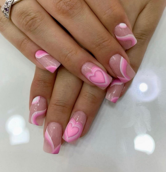 100 Best Valentine’s Day Nails : Pink Valentine’s Day Nails