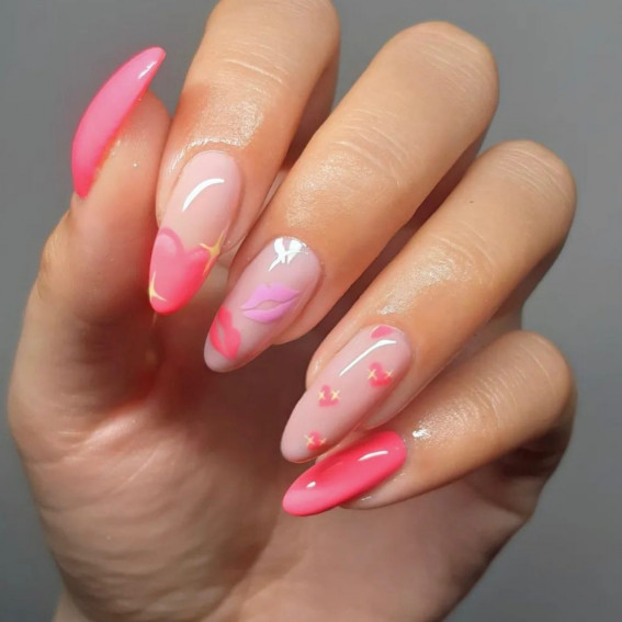 100 Best Valentine’s Day Nails : Subtle Kiss and Heart Nails