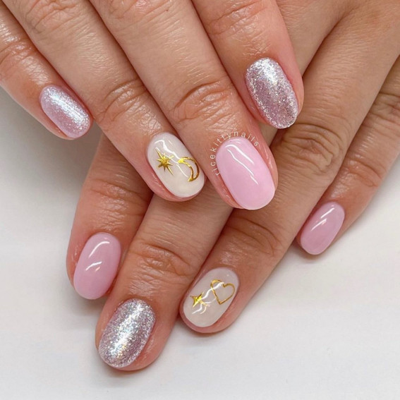100 Best Valentine’s Day Nails : Nails with Moon, Star & Heart