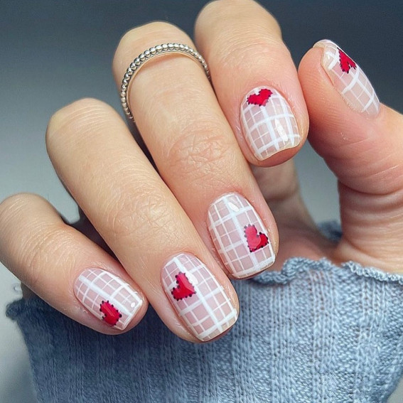 100 Best Valentine’s Day Nails : Patch Work Heart Nails