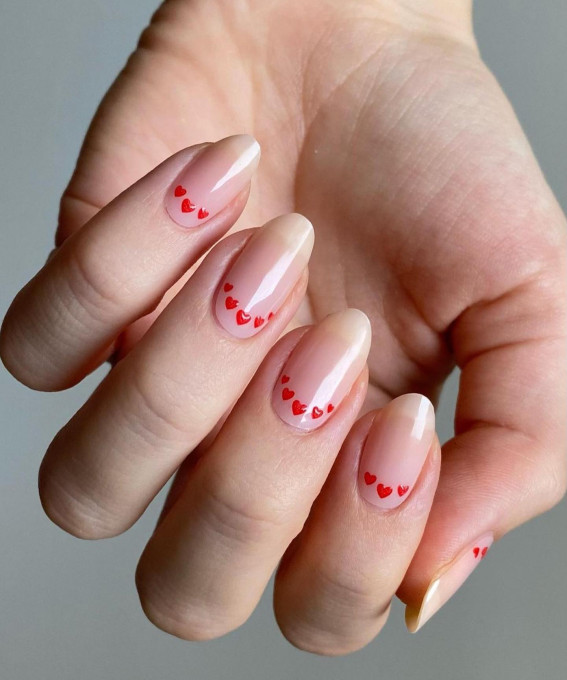 red heart cuff nails, valentines nails, heart cuff nails