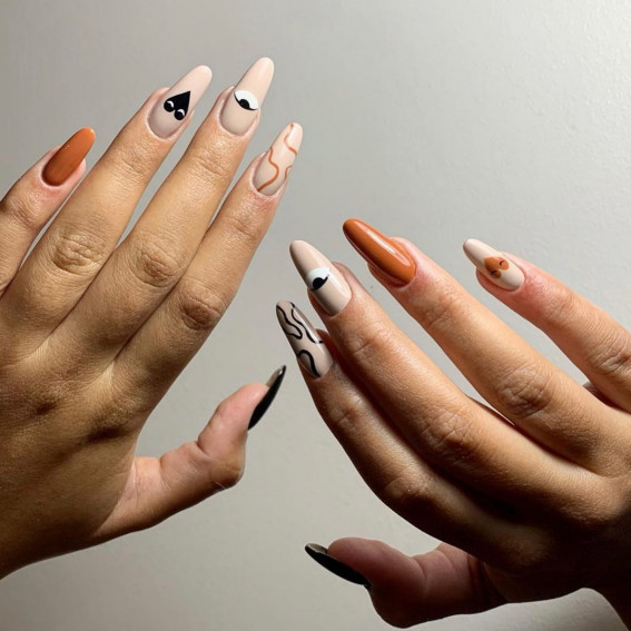 100 Best Valentine’s Day Nails : Abstract Brown Nails