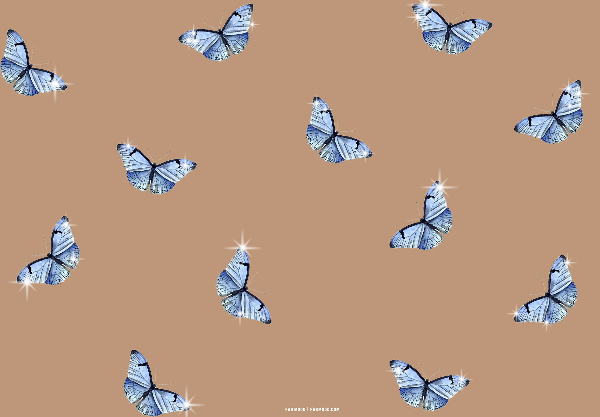 25 Brown Aesthetic Wallpaper for Laptop : Sparkle Blue Butterfly