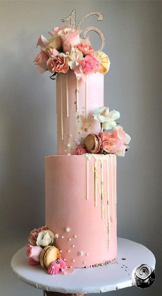 blush birthday cake, sweet 16 birthday cake, blush pink birthday cake, 16th birthday cake ideas, sweet 16th birthday cake for girl