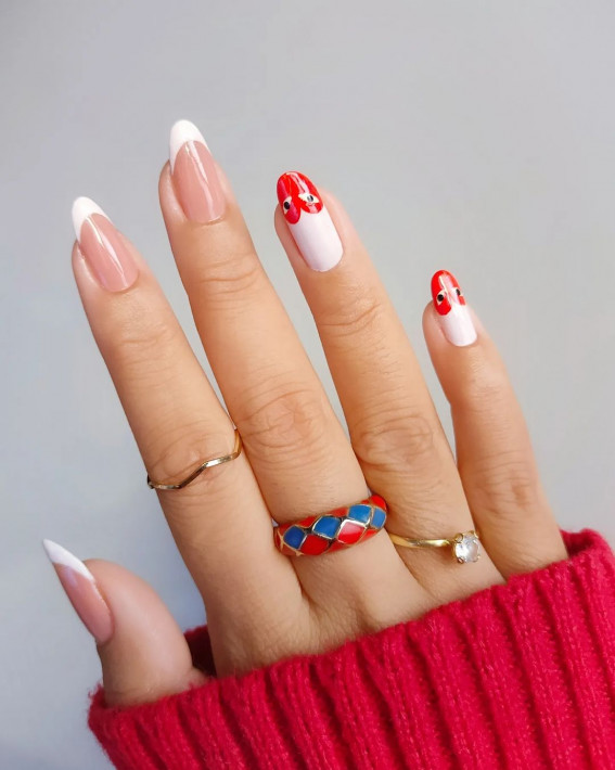 100 Best Valentine’s Day Nails : French Tips with Comme Des Gracons